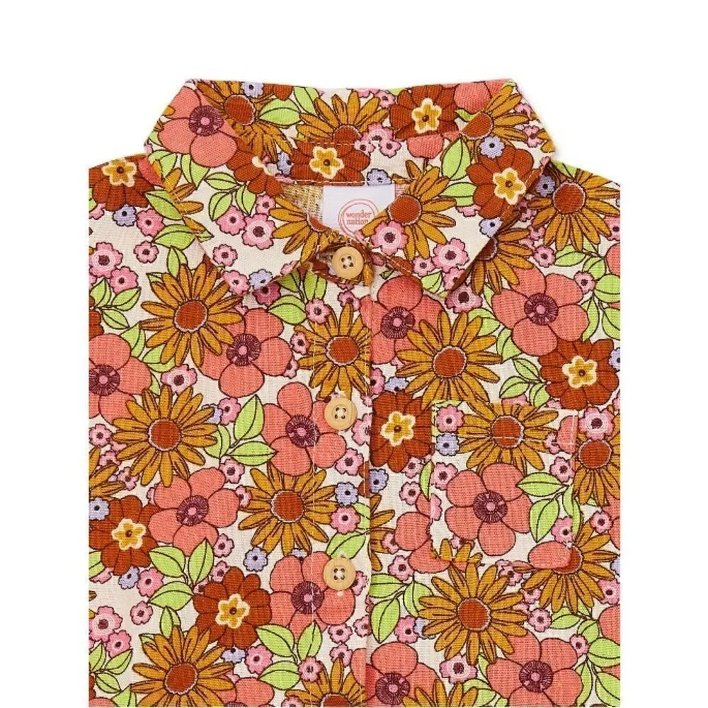 Baby Girls’ Elevated Floral Shirt and Shorts 2-Piece Set Size 12M